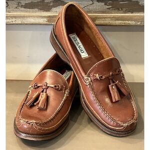Vintage Sebago Double Tassels Brown‎  Made In USA Leather Loafers Shoes Men's 6M
